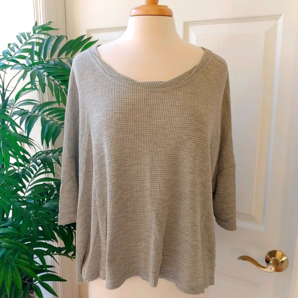 Free People Open Back Scoop Knit Top Grey